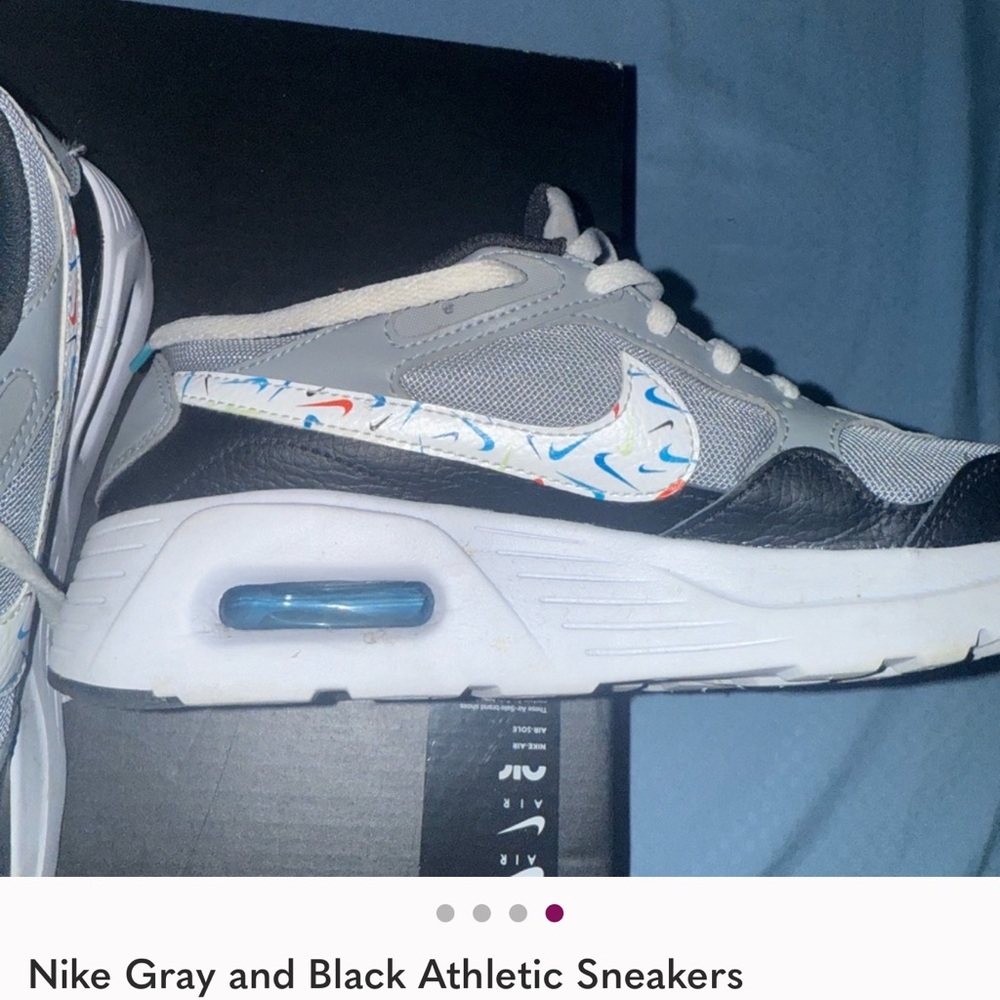 Nike Gray and Black Athletic Shoes with Blue Accents